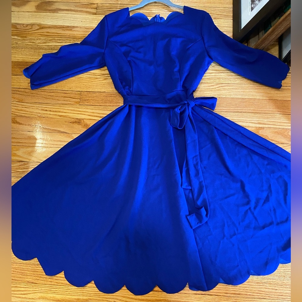 SHEIN blue scalloped neck dress